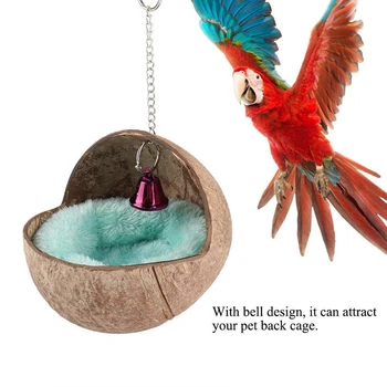 De Vânzare La Cald Cuib De Pasăre Agățat Naturale Coajă De Nucă De Cocos Păsări Casa Coliba Reproducere, Cuibărit Coteț De Păsări De Colivie Boxanti-Ciugulit Musca