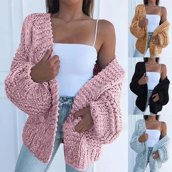 Femei de moda de Iarnă Faux Mohair Pulover Tricotate Largi Cald Cardigan Casual, Paltoane pulover este simplu în design, astfel încât să puteți potrivi