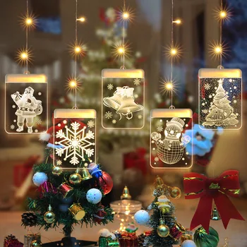 2020 Crăciun Fericit Decoratiuni pentru Casa 3D Acril Șir de Lumini de Crăciun Moș crăciun Clopot Elan 2021 Cadouri de Anul Nou Navidad