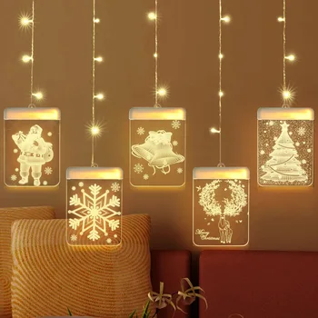 2020 Crăciun Fericit Decoratiuni pentru Casa 3D Acril Șir de Lumini de Crăciun Moș crăciun Clopot Elan 2021 Cadouri de Anul Nou Navidad