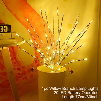 Decor de crăciun Ramură de Salcie Lumina Flora 20 LED-uri Lumini Șir de Masă Ornamente de Crăciun pentru Acasă 2020 Crăciun Anul Nou Decor