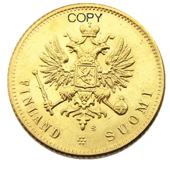 1913 S FINLANDA RUSIA IMPERIALĂ 20 MARKKAA Placat cu Aur Copie monede