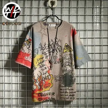 Vara Hip Hop Graffiti Tricou Om Liber Harajuku tricou Baieti Vara Casual Punk Tricou Streetwear Cool Stil coreean de Top Tees