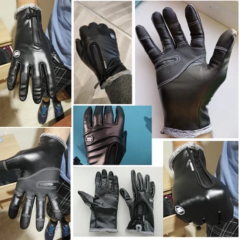 Iarna Cald pentru Bărbați Mănuși din Piele Neagră Touch Ecran Manusi Pentru Barbati Brand de Moda de Iarna de Cald Mănuși cu un deget Deget Plin handschuhe