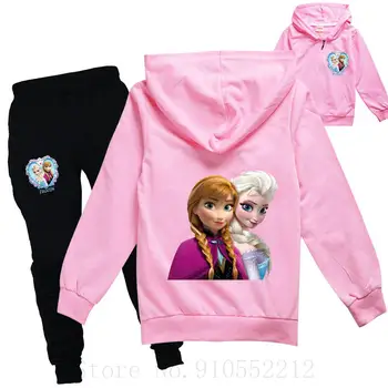 Disney Frozen Desene animate Hanorace Copii Jachete 2 buc Set Baby Toddler Girls Fermoar Strat + Pantaloni Elsa Haine Sport Casual