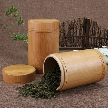 Manual Cutie De Ceai Bambus Cutie De Depozitare Ceai Colectorului Capac Sigiliu Bucătărie Borcane De Depozitare Accesorii Spice Box Organizator Caz Angro