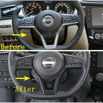 Lapetus Auto Styling Volan Benzi de Acoperire Trim Fit Pentru Nissan Qashqai J11 2017 2018 2019 2020 Mat ABS Aspect Fibra de Carbon