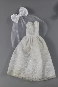 Alb Rochie de Mireasa Voal, Buchet de Flori, rochie de seara haine tinuta de 30cm barbie FR Xinyi papusa, 1/6 haine papusa