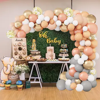126pcs Macaron Portocaliu balon Ghirlanda Lanț la mulți ani Decor Petrecere Copii Adulti Decor Nunta Balon Latex Baby shower
