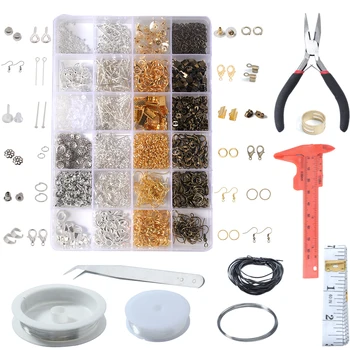 DIY Constatările de Bijuterii Accesorii Kit Box Set Cârlig Ureche Sertizare Capac Sari Inele Incuietoare Homar Ace de Instrumente Pentru a Face Bijuterii