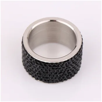 8 rând negru pentru femei de moda inele cu full pave cristal nou design din oțel inoxidabil inele stras bijuterii