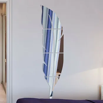 18*73cm Moderne Plume Stil Pană Oglinzi Decorative Autocolante de Perete de Camera de Decorare DIY