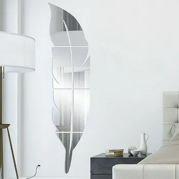 18*73cm Moderne Plume Stil Pană Oglinzi Decorative Autocolante de Perete de Camera de Decorare DIY