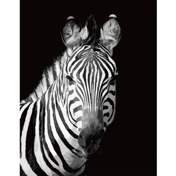 Tablou De Numărul de BRICOLAJ Dropshipping dimensiuni mari Drăguț negru și alb zebra Animal Panza Decorarea Camerei de Artă Copilului Cadou