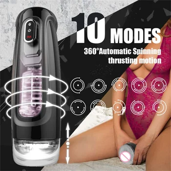 Dublă Penetrare Rotație de sex Masculin Masturbator Cupa 3D Realiste Vagin Pussy Electrice de Vibrații, Mașină de Sex Stroker Jucarii Sexuale pentru Bărbat