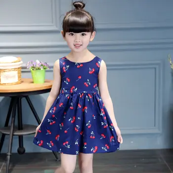 Noua Moda Pentru Copii Copilul Copilul Fete Sundress Cherry Print Printesa Rochie Petrecere Rochie De Paradă