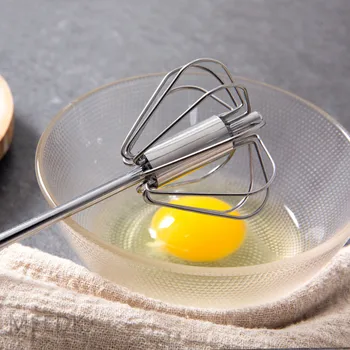 10 inch din oțel inoxidabil semi-automate bătător de ouă mână presiune rotație bucătărie acasă manual de ou se amestecă bar instrument de copt