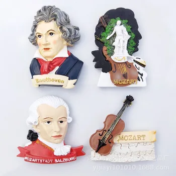 Europene și Americane Turism Cultural Suveniruri Muzician Celebru Austria Mozart Germania Beethoven 3D Frigider Magnet Suvenir