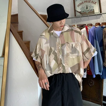 IiDossan 2020 Supradimensionat cu Dungi t-Shirt Mens Streetwear japonez Harajuku Haine Femei Mozaic HipHop High Street Tricouri Fierbinte de Vânzare