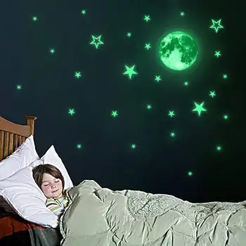 3D Autocolant Perete Dormitor Living Home Decor Camera pentru Copii Autocolante Glow În Întuneric Autocolante Luminoase Luna Stele Combinație