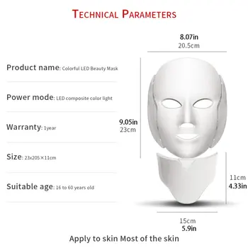 7 Culori LED Masca Faciala Spectrometru de Condus de Terapie Masca de Terapie cu Lumină Acnee Gât Masca de Fata coreea de Îngrijire a Pielii Sac de OPP Pack