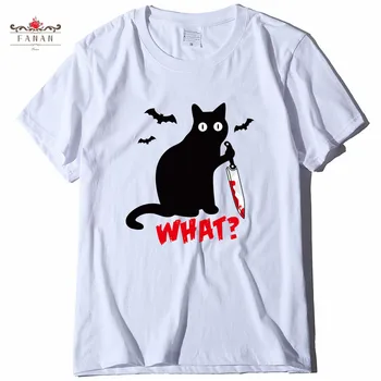 Femei T-shirt Cuțit Pisica Pierde Maneca Scurta Pentru Femei din Bumbac Casual de Dimensiuni Mari Harajuku Pisica Neagra de Vara Amuzant Rece de Teuri Topuri