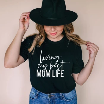 Să-Mi Trăiesc Mai Bună Mamă Viață Mami Graphic Tee Pentru Femei De Moda Estetice Grunge Stil De Stradă Mama Cadou Citat Vintage Tee
