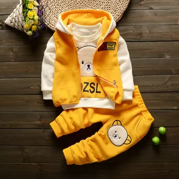 LZH 2020 Toamna Iarna Cald Îngroșa Haine Băiat de Desene animate Ursul Top+Pantaloni+Strat 3Pcs Set pentru Copii Trening Fetita Costum 0-4Y