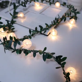 Noi Frunză Artificială Rattan Flori cu Mingea de Cristal Șir Led Lumini de Basm pentru Petrecerea de Nunta de Decorare Ghirlandă de Viță de vie Fals Plante