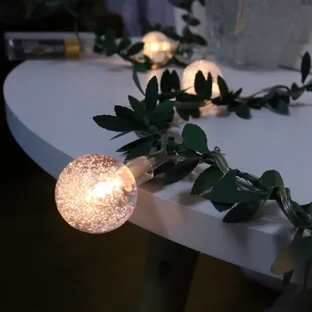 Noi Frunză Artificială Rattan Flori cu Mingea de Cristal Șir Led Lumini de Basm pentru Petrecerea de Nunta de Decorare Ghirlandă de Viță de vie Fals Plante