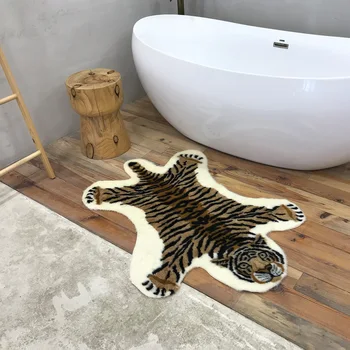 Acasă Cadou Decorativ Lavabil Usor De Tigru Forma De Covor Living Animal Print Simulare Portabil Podea Mat Multi-Scop