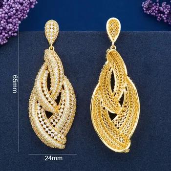 ModemAngel de Lux Picătură de Apă de Design de Brand AAA Cubic Zirconia 3Tone Cercei Aur Bijuterii pentru Femeile rochii de Mirese