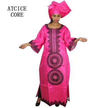 African rochii pentru femei de moda de design nou africane bazin de design de broderie rochie rochie lungă, cu eșarfă două pc-uri un set A184#