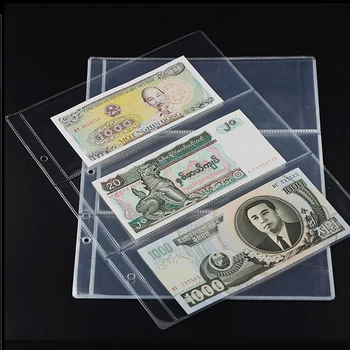 10buc PVC Bani de Hârtie pentru Bancnote Bani Pagină de Album de Colectare Titularul Mâneci 3-slot de Frunze Vrac Foaie Portabil de Protecție Album