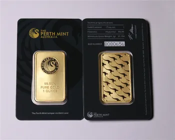 La Perth Mint 1 uncie Troy De 99,99% Aur Pur, Placat cu Replica de Suveniruri Australia Relief Mare Semn Bar de Aur livrare gratuita