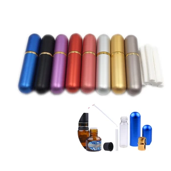 8pcs 8 culori Reîncărcabile din Aluminiu și Sticlă Goală de Ulei Esential de Personal Inhalator Tub Cu 24buc de înaltă calitate fitile