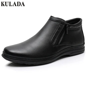 KULADA Nou Pantofi pentru Bărbați Ghete Bărbați Dublu Fermoar Lateral Cizme Casual pentru Bărbați de Înaltă Calitate Scurt de pluș de Afaceri Încălțăminte