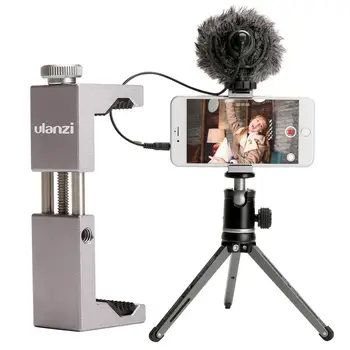 Ulanzi ST-02S Telefon Universal Tripod Mount Smartphone Clip cu Microfon Suport Video Telefon Accesorii Sprijinirea V+H Foto