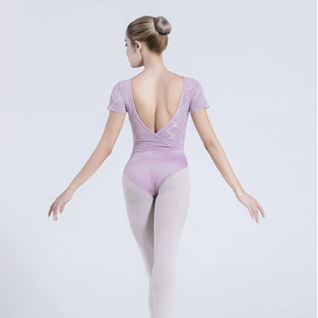 Balet tricou adult dans gimnastica tricou balerina balet tricouri pentru femei maneci scurte din dantela tricou nailon tricou femei