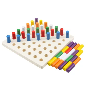 Montessori Senzoriale Jucării 7 Culori Blocurile de Cilindri cu Bord de Lemn Sens Vizual Jucarii pentru Copii de Gradinita Culori de Formare 2-4