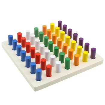 Montessori Senzoriale Jucării 7 Culori Blocurile de Cilindri cu Bord de Lemn Sens Vizual Jucarii pentru Copii de Gradinita Culori de Formare 2-4
