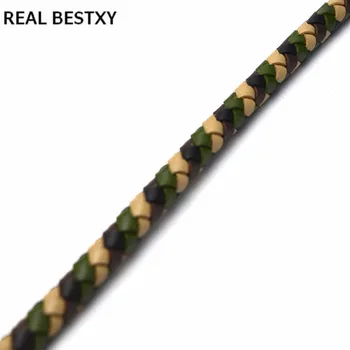 REAL XY 1m/lot 6mm din piele cablu rotund impletit real roun piele new design militar din piele de cablu pentru bratari
