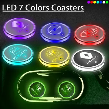 Led Ceașcă Băutură Titularul Logo Lumina de Încărcare USB Luminos Coaster pentru VWs Volkswagen Golf 4, Golf 7, Golf 6, Golf 5, Passat B6 B5 Polo