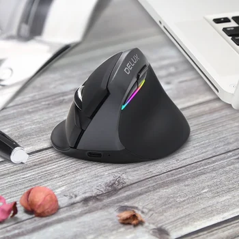 Delux M618 Mini Ergonomic Mouse de Gaming Wireless Verticale Mouse-ul Bluetooth 2.4 GHz RGB Reîncărcabilă Tăcut Soareci de Birou