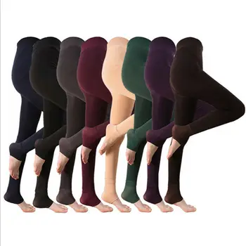 Femeii Lână Căptușite Culori Solide Gros de Iarna Dresuri Cald Termică Elastic Jambiere de Stocare Pas pe picior