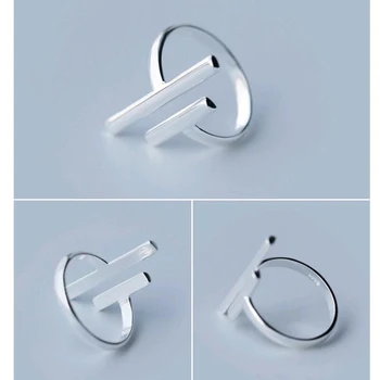 Trustdavis Argint 925 Geometrice Simple, Minimaliste Suprafață Netedă Stick-Inel Reglabil Pentru Femei Partid Cadou AZ06