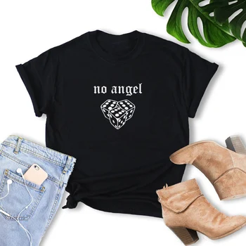 Femeile Nu e un Înger Negru Gotic Tricou Egirl Moda Stil Grunge Vrăjitoare Tricou Bumbac Supradimensionate Maneci Scurte Tee Femei Top