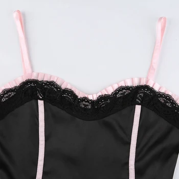 IAMSURE Sexy Slim Lace Trim Bustiera Camisoles Drăguț Slab Curele de Spaghete Rezervor de Top Negru de sex Feminin 2020 Casual de Vacanta Streetwear