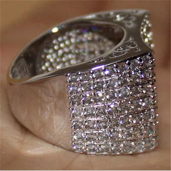 De lux jeweelry Argint 14K Placat cu Aur alb Deschide setare 238pcs Simulat Diamant Inel de Logodna inel de Nunta pentru Femei Barbati