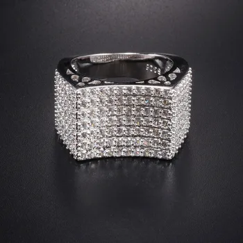 De lux jeweelry Argint 14K Placat cu Aur alb Deschide setare 238pcs Simulat Diamant Inel de Logodna inel de Nunta pentru Femei Barbati